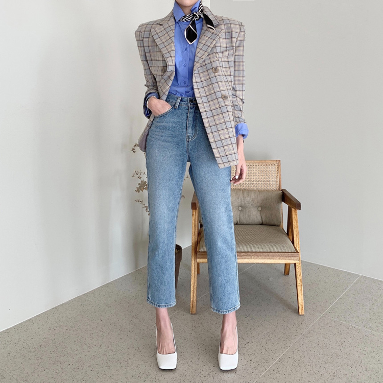 ジャケット チェックジャケット レディース ダブル レトロ 韓国 Dazzle ダズル