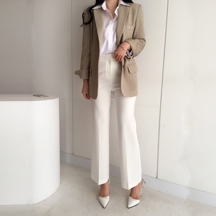 ジャケット チェック柄 レディース レトロ グレンチェック 韓国 Dazzle ダズル