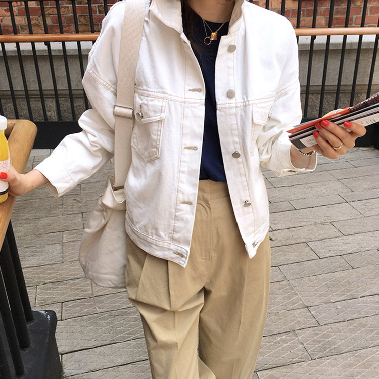 ゆったり ホワイト デニムジャケット レディースファッション アウター ブルゾン Dazzle