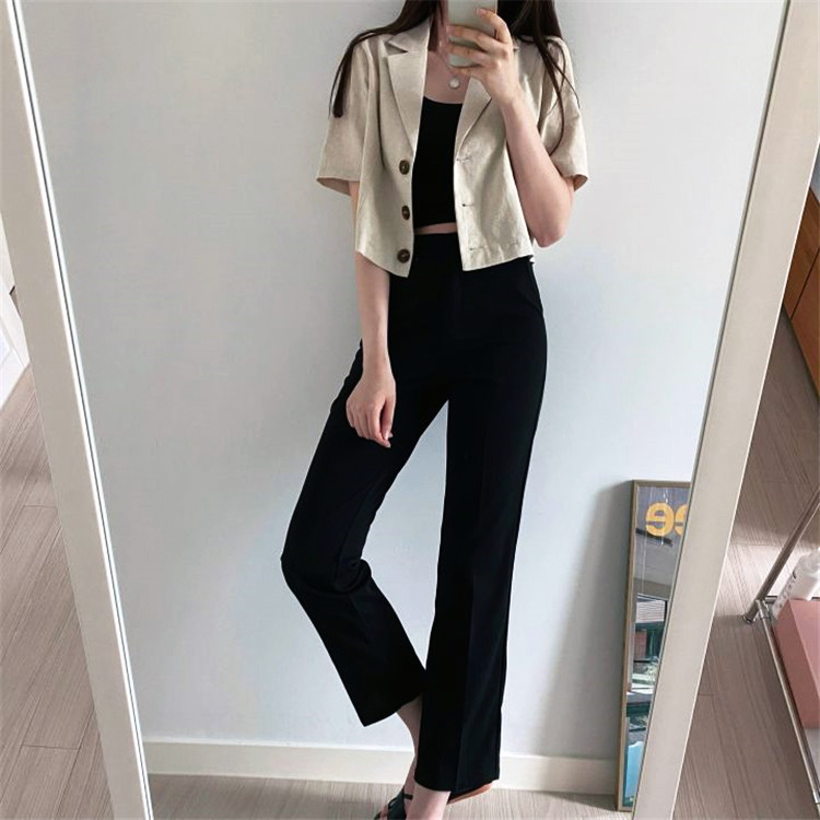 ジャケット レディース 半袖 ショート丈 アウター リネン 韓国 送料無料 Dazzle ダズル