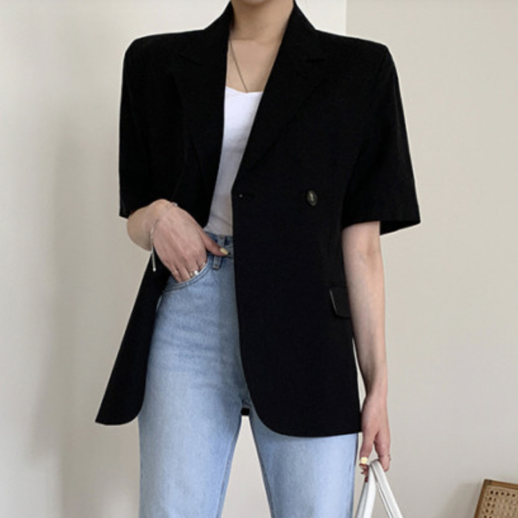 ジャケット レディース テーラード テーラードジャケット 半袖 春 夏 ゆったり 長め ダブル おしゃれ エレガント 大人 白 ホワイト きれいめ カジュアル  Dazzle ダズル