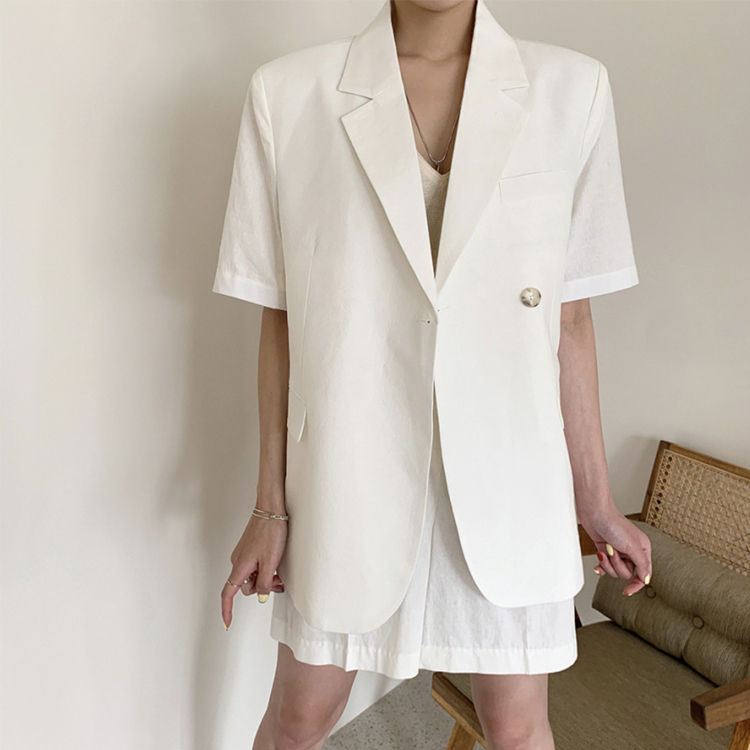 ジャケット レディース テーラード テーラードジャケット 半袖 春 夏 ゆったり 長め ダブル おしゃれ エレガント 大人 白 ホワイト きれいめ カジュアル  Dazzle ダズル