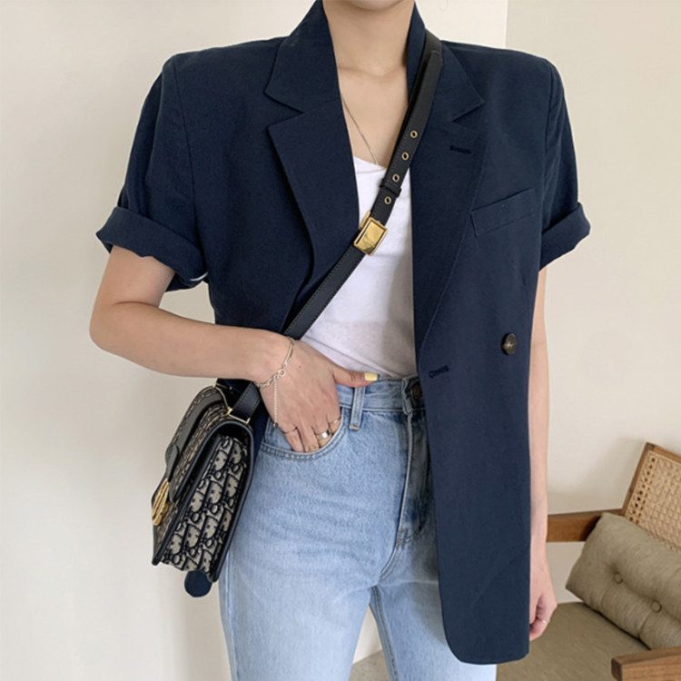 ジャケット レディース テーラード テーラードジャケット 半袖 春 夏 ゆったり 長め ダブル おしゃれ エレガント 大人 白 ホワイト きれいめ カジュアル  Dazzle ダズル