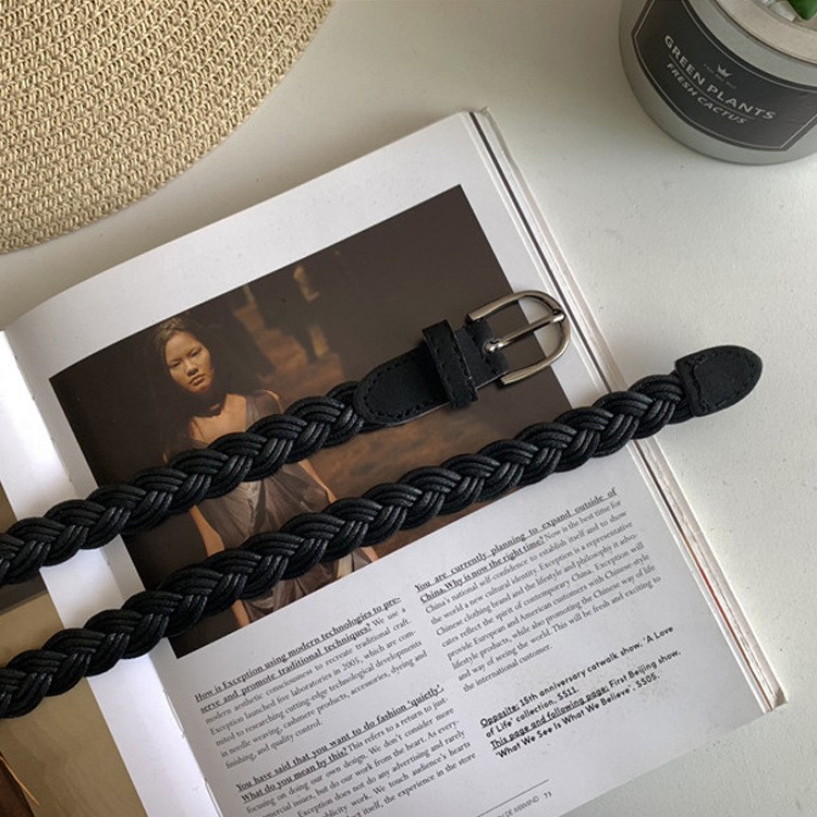 麻 ベルト レディース 細ベルト 織ベルト メッシュベルト 韓国 送料無料 Dazzle ダズル