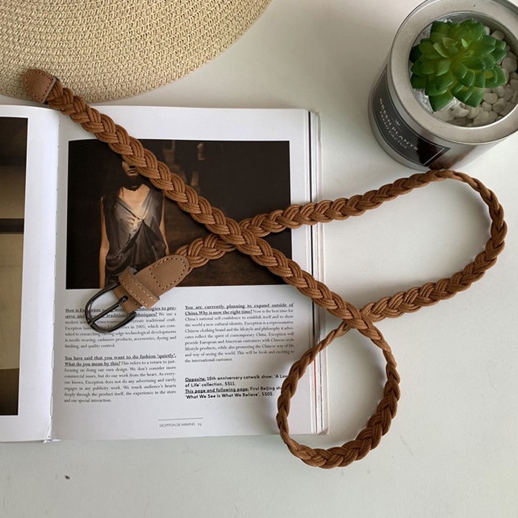 麻 ベルト レディース 細ベルト 織ベルト メッシュベルト 韓国 送料無料 Dazzle ダズル