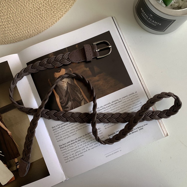 麻 ベルト レディース 細ベルト 織ベルト メッシュベルト 韓国 送料無料 Dazzle ダズル