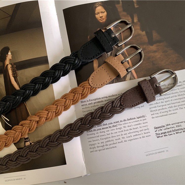 麻 ベルト レディース 細ベルト 織ベルト メッシュベルト 韓国 送料無料 Dazzle ダズル