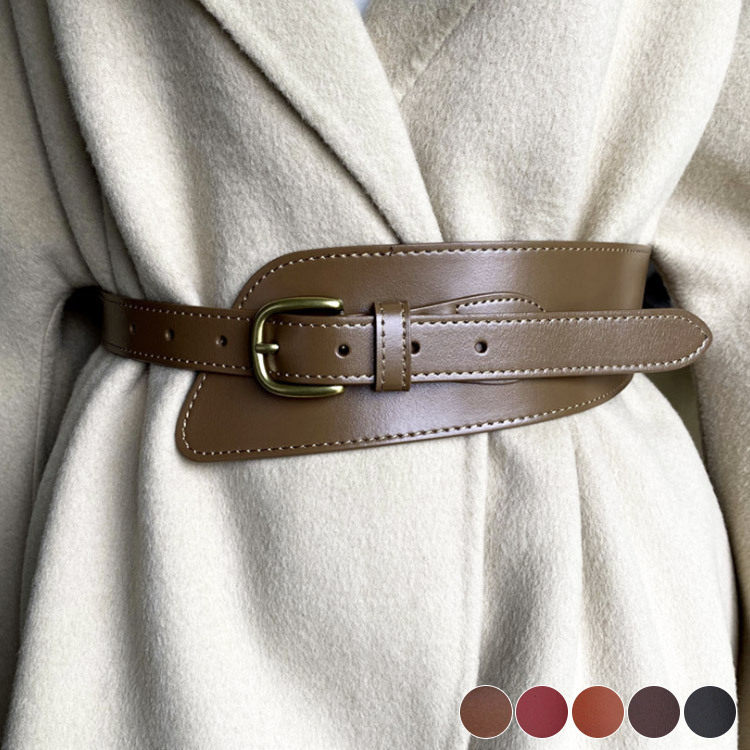 リアルレザー 幅広 アシンメトリー 太ベルト | ファッション小物