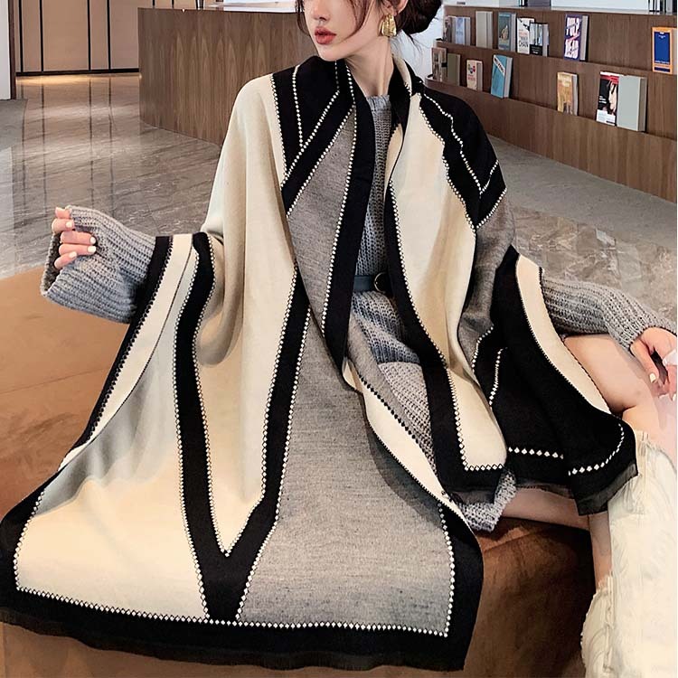 ストールレディース 柄 大判 大きめ エレガント ショール おしゃれ パーティー スカーフ あったか バイカラー 秋 冬 Dazzle