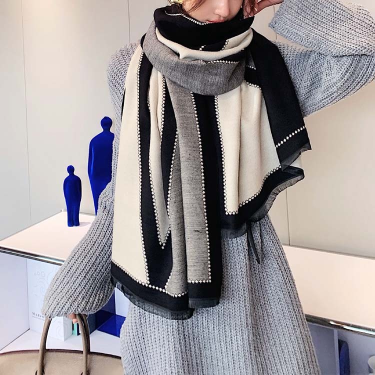 ストールレディース 柄 大判 大きめ エレガント ショール おしゃれ パーティー スカーフ あったか バイカラー 秋 冬 Dazzle