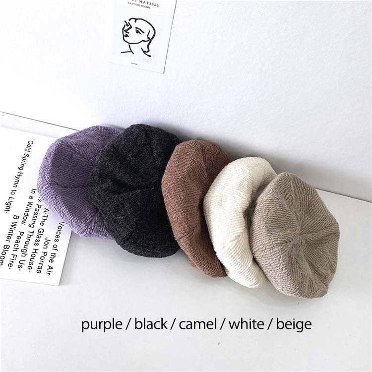 ベレー帽ニット 帽子 レディース メンズ ユニセックス レトロ 無地 おしゃれ かわいい ニット帽 韓国 パープル キャメル ベージュ Dazzle ダズル