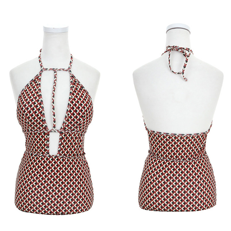 水着 レディース ワンピース 谷間見せ 柄 セクシー ホルターネック レトロ Dazzle ダズル