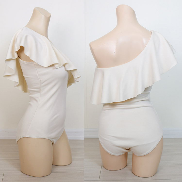 水着 レディース ワンピース フリル ワンショルダー エレガント アシンメトリー 体系カバー ジョイフィール joyfeel