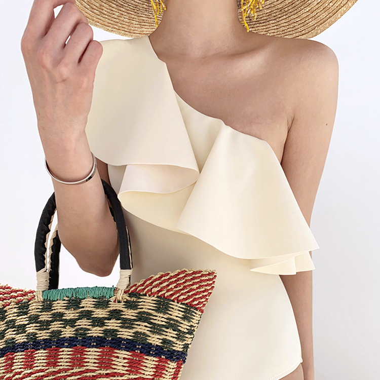 水着 レディース ワンピース フリル ワンショルダー エレガント アシンメトリー 体系カバー ジョイフィール joyfeel