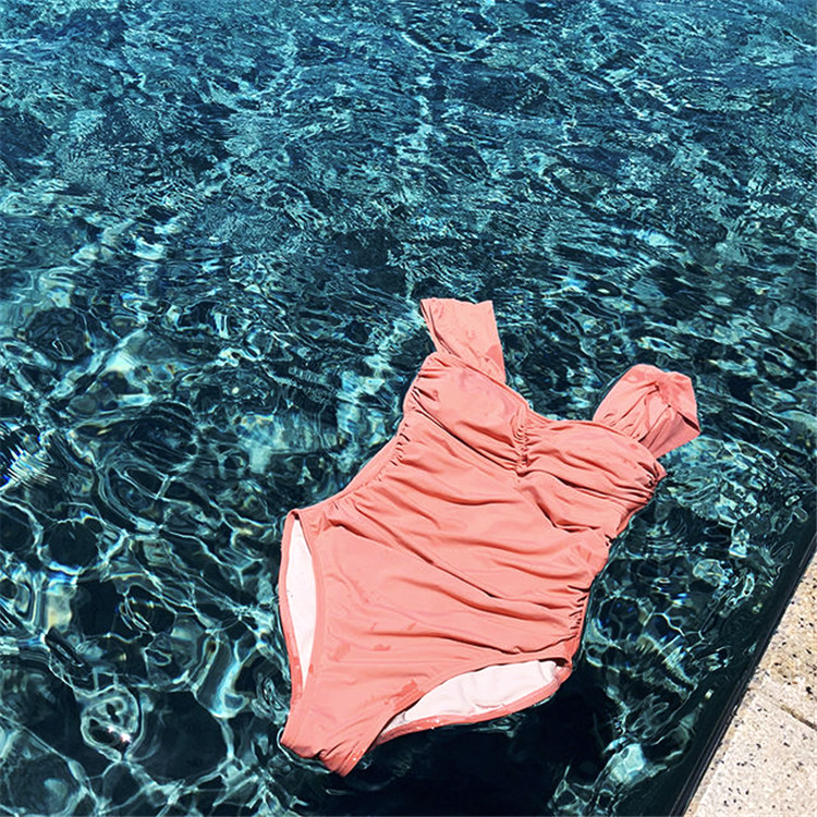 水着 レディース ワンピース 体系カバー 幅広 肩紐 ギャザー ブラック ピンク 黒 かわいい シンプル 露出低め ジョイフィール joyfeel