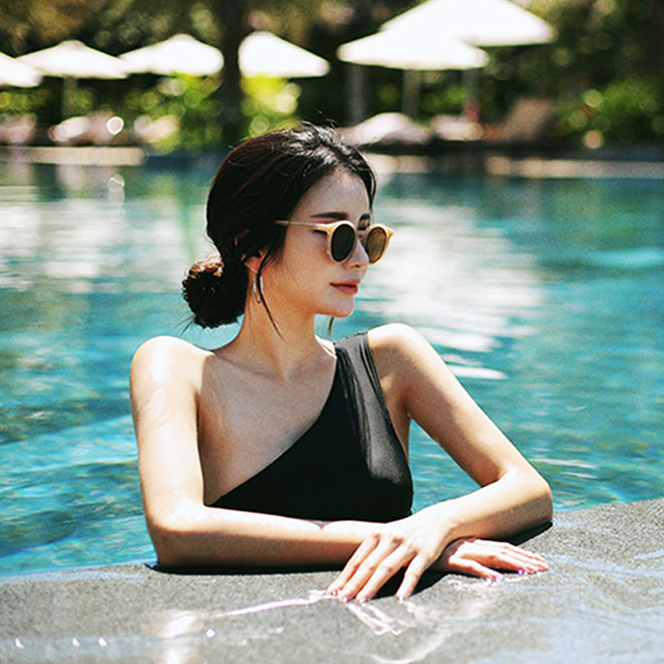 水着 レディース モノキニ ビキニ リボン 体系カバー ワンショルダー 腰ひも セクシー エレガント ジョイフィール joyfeel