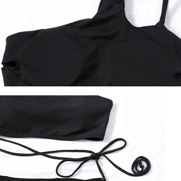 水着 レディース ビキニ リボン おしゃれ ワンショルダー 腰ひも セクシー ハイウエスト お腹カバー ジョイフィール joyfeel