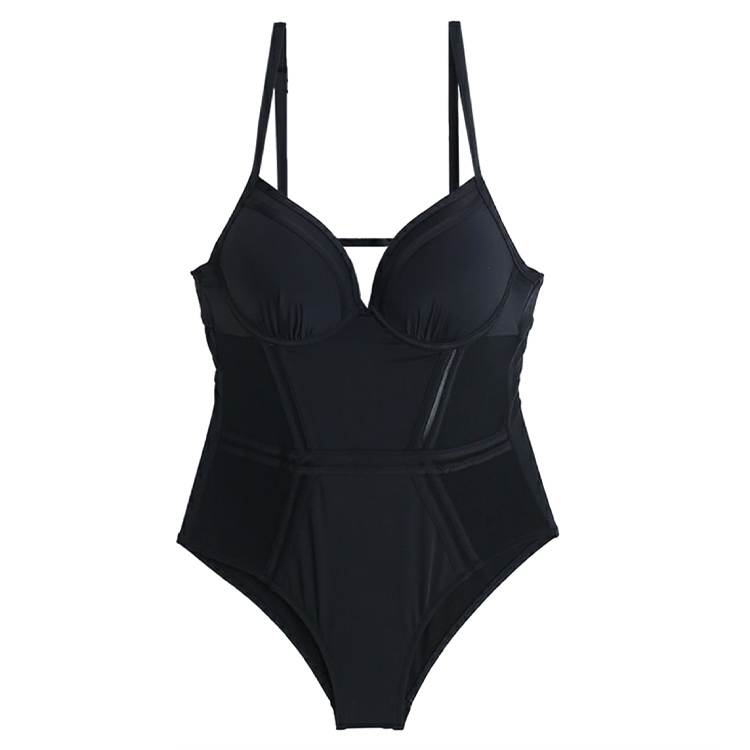 水着 レディース ワンピース 体系カバー セクシー エレガント 背中みせ メッシュ お腹カバー ジョイフィール joyfeel