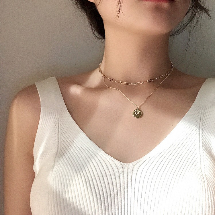 チェーン ネックレス コイン 韓国 送料無料 Dazzle ダズル