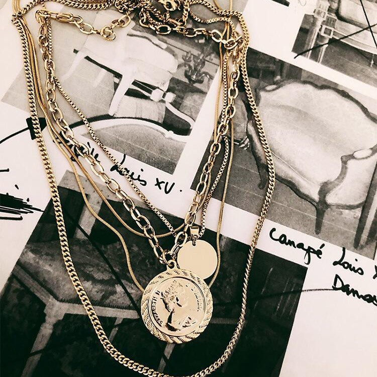 チェーン ネックレス コイン 韓国 送料無料 Dazzle ダズル