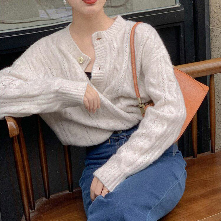 カーディガン ケーブル編み レディース ケーブルニット ゆったり 秋冬 韓国 Dazzle ダズル