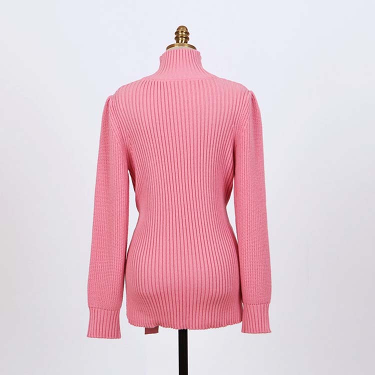 ニット レディース セーター トップス 秋 冬 秋冬 ハイネック 無地 ウエストマーク スリット 大人 エレガント 着やせ ペプラム Dzzle ダズル