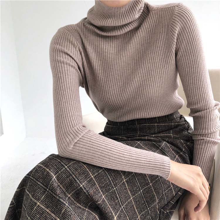 ニットレディース タートル 長袖 タートルネック 秋 冬 リブニット リブ編み リブ トップス Dazzle