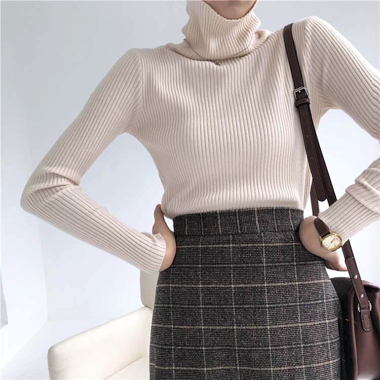 ニットレディース タートル 長袖 タートルネック 秋 冬 リブニット リブ編み リブ トップス Dazzle