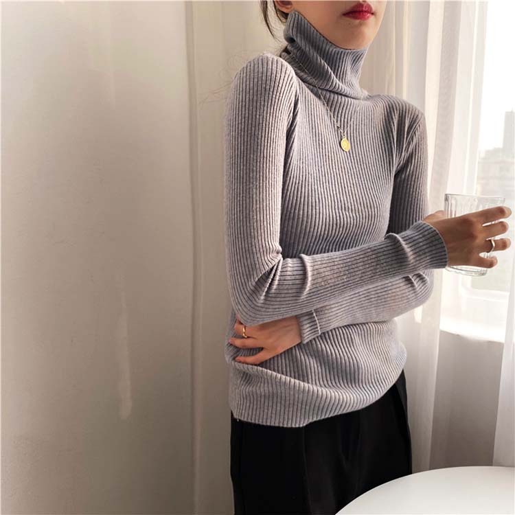 ニットレディース タートル 長袖 タートルネック 秋 冬 リブニット リブ編み リブ トップス Dazzle