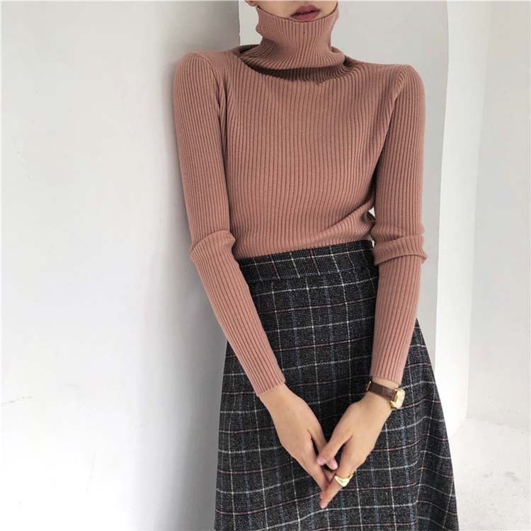 ニットレディース タートル 長袖 タートルネック 秋 冬 リブニット リブ編み リブ トップス Dazzle