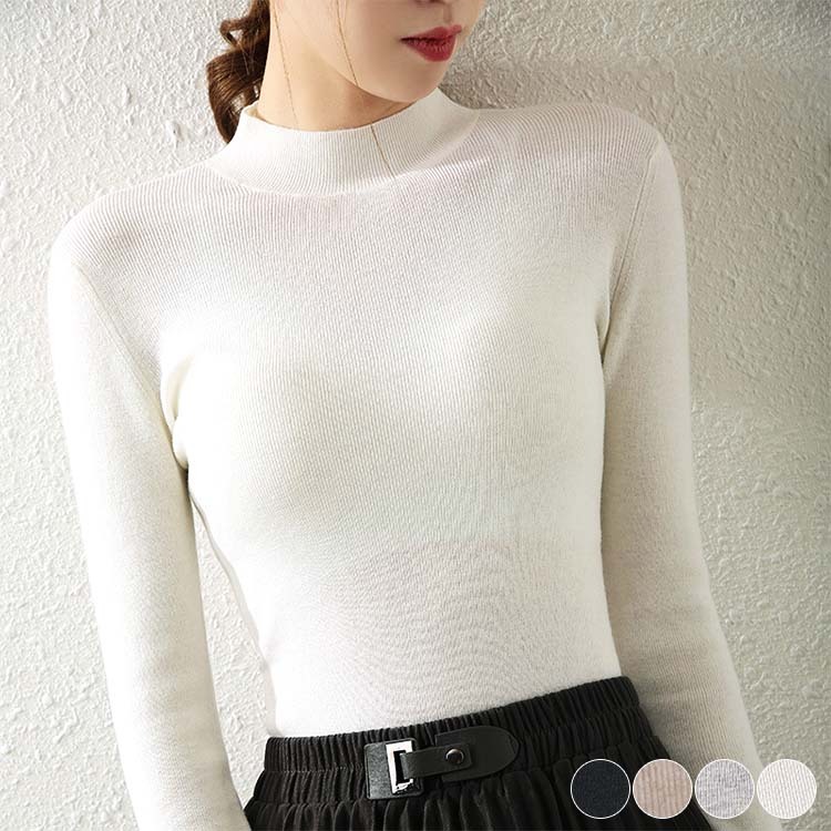 ニットレディース トップス ハイネック タートルネック フィット 長袖 タイト おしゃれ シンプル Dazzle ダズル