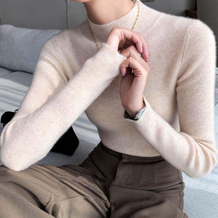 ニットレディース トップス ハイネック タートルネック フィット 長袖 タイト おしゃれ シンプル Dazzle ダズル