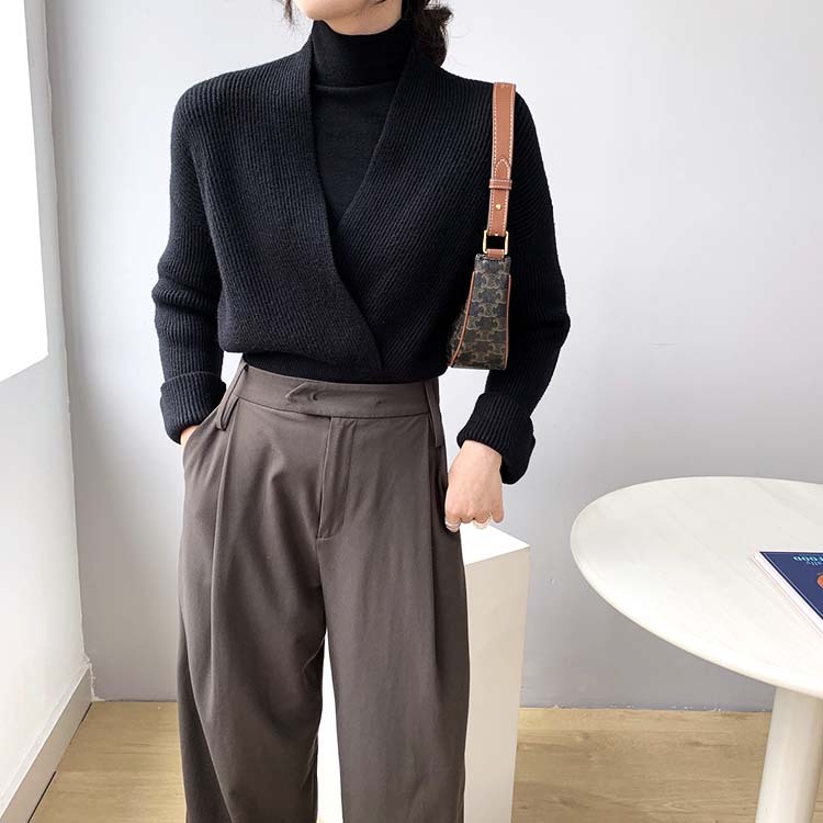 ニット レディース トップス セーター Vネック カシュクール クロス ショート丈 エレガント ゆったり おしゃれ

 ジョイフィール joyfeel