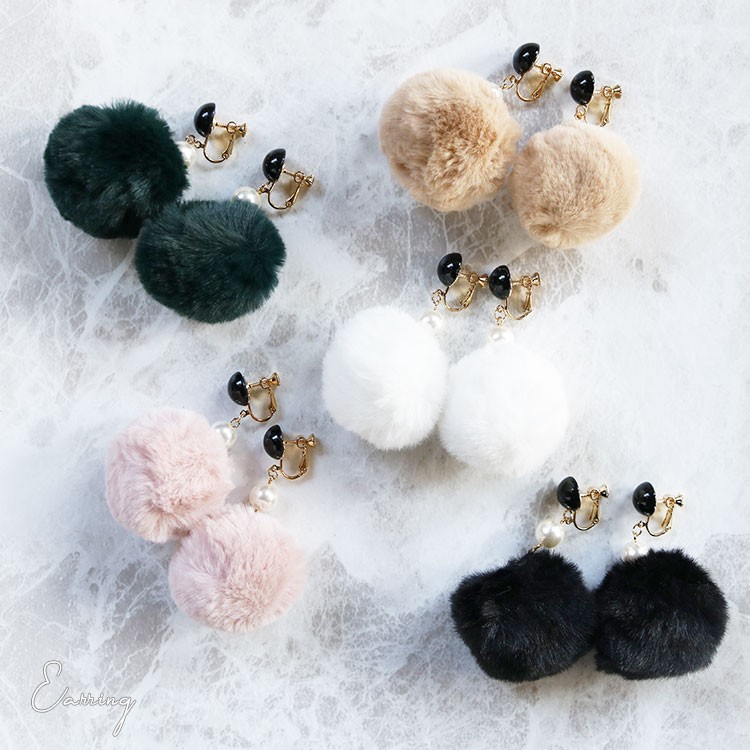 ピアス レディース イヤリング ファーボール ファー 送料無料 Dazzle ダズル