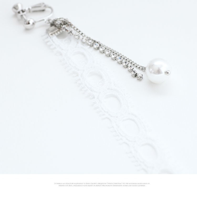 ピアス レディース 揺れる チェーン  大きめ プレゼント レース パール ラインストーン メール便送料無料 Dazzle ダズル