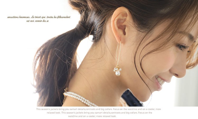 ピアス レディース 揺れる パール フープ ラインストーン プレゼント リング 送料無料 Dazzle ダズル