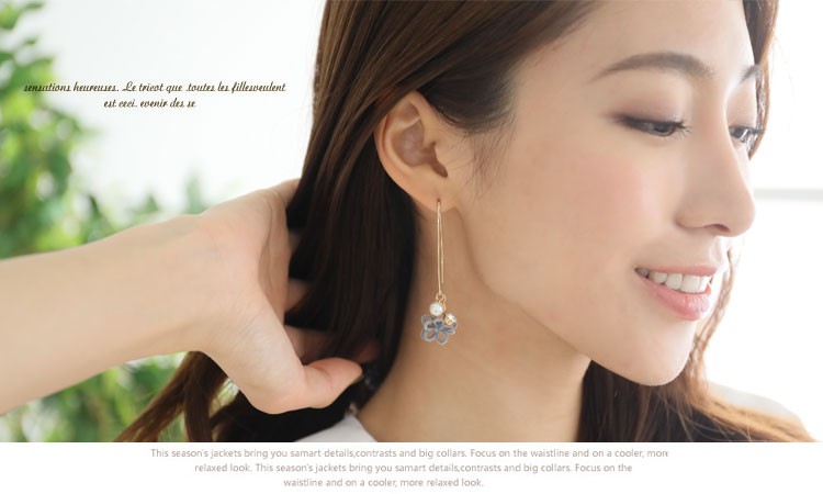 ピアス レディース 揺れる フラワー 花 モチーフ フェルト プレゼント リング 送料無料 Dazzle ダズル