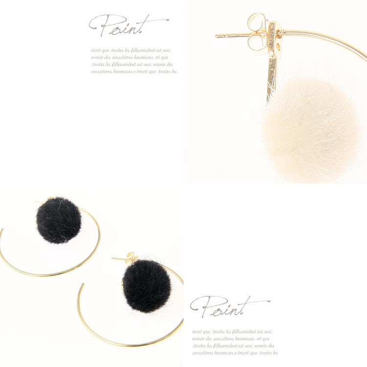 ピアス レディース 揺れる ファー ベロア ポンポン バレンタイン メール便送料無料 Dazzle ダズル