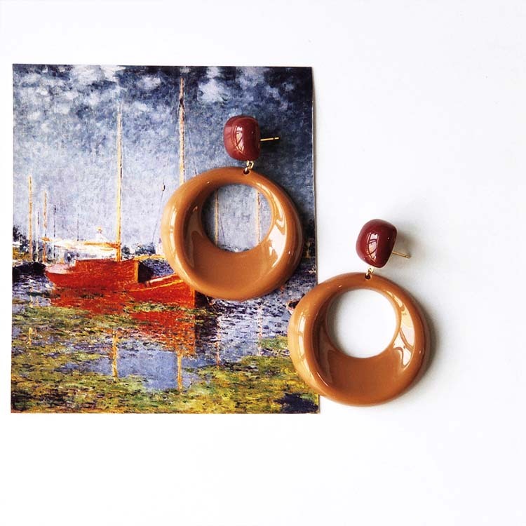 ピアス レディース アクリル リング 大きめ 大ぶり レトロ エレガント おしゃれ インパクト ナチュラル Dazzle ダズル