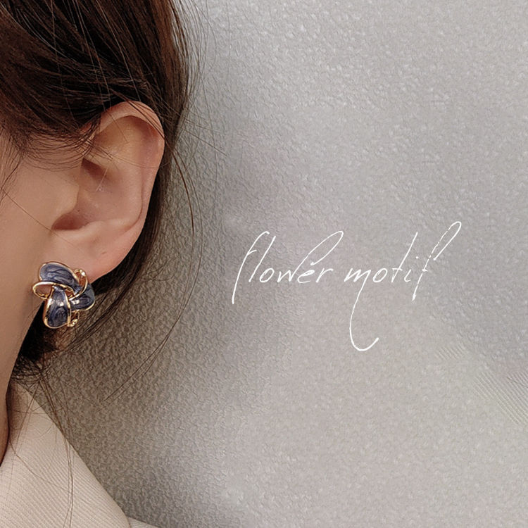 ピアス レディース 大きめ 大ぶり インクアート 花 かわいい エレガント おしゃれ きらきら きれいめ パープル ゴールド 春 夏   ジョイフィール joyfeel