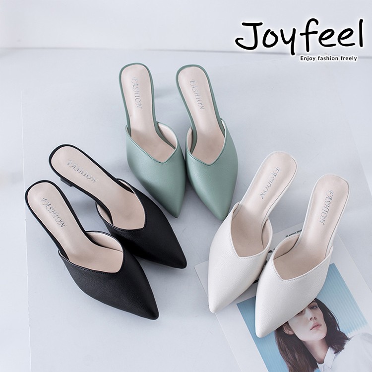 ミュール Vカット レディース ポインテッドトゥ チャンキーヒール 韓国 Dazzle ダズル