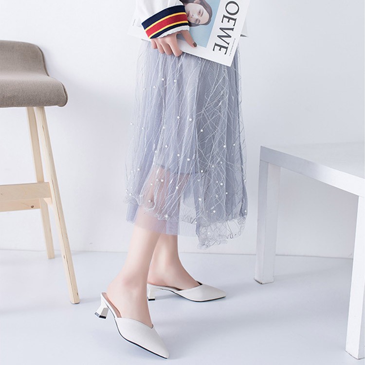 ミュール Vカット レディース ポインテッドトゥ チャンキーヒール 韓国 Dazzle ダズル