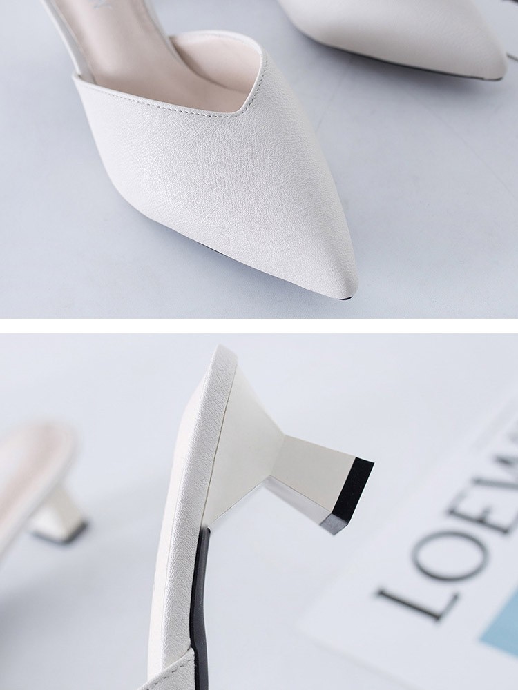 ミュール Vカット レディース ポインテッドトゥ チャンキーヒール 韓国 Dazzle ダズル