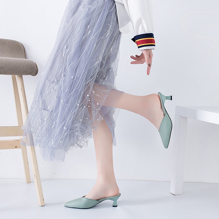 ミュール Vカット レディース ポインテッドトゥ チャンキーヒール 韓国 Dazzle ダズル