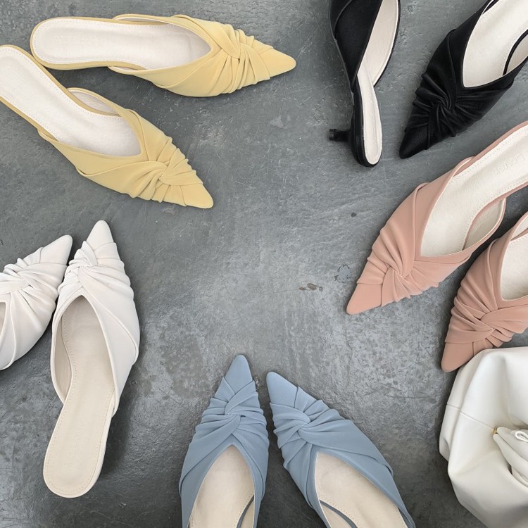 サンダル ローヒール Vカット ミュール ポインテッドトゥ 韓国 Dazzle ダズル