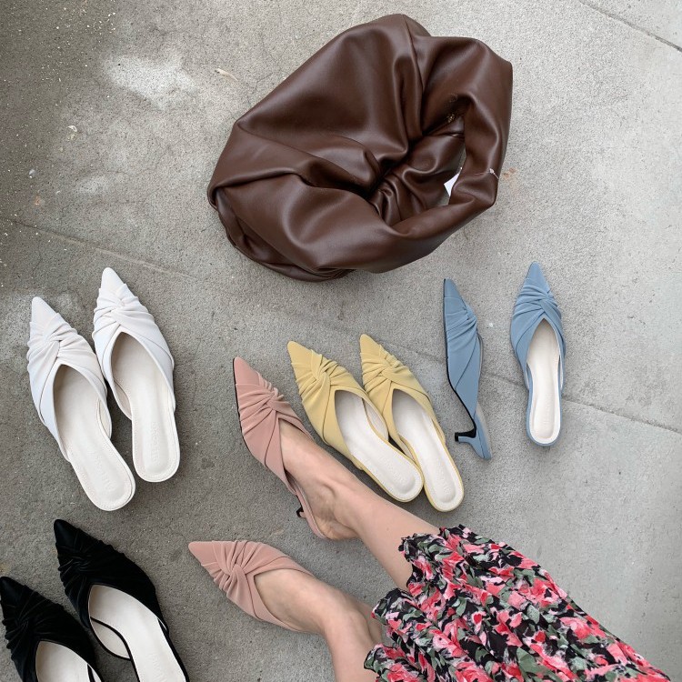 サンダル ローヒール Vカット ミュール ポインテッドトゥ 韓国 Dazzle ダズル