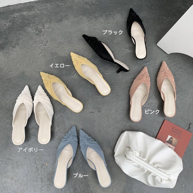 サンダル ローヒール Vカット ミュール ポインテッドトゥ 韓国 Dazzle ダズル