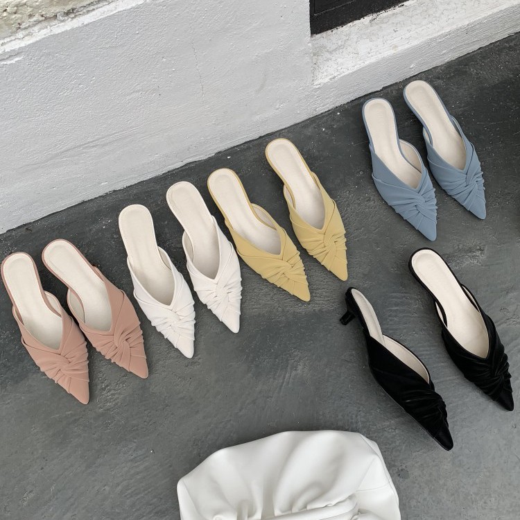 サンダル ローヒール Vカット ミュール ポインテッドトゥ 韓国 Dazzle ダズル