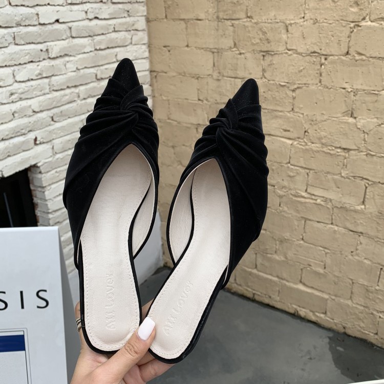 サンダル ローヒール Vカット ミュール ポインテッドトゥ 韓国 Dazzle ダズル