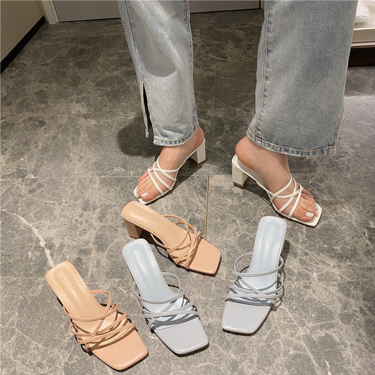 ミュール レディース サンダル チャンキーヒール 韓国 Dazzle ダズル